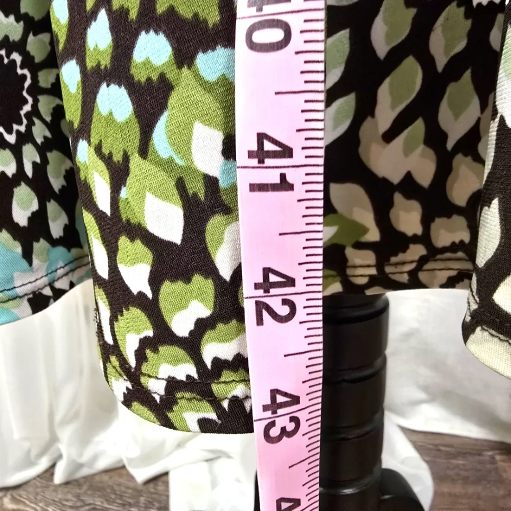 2/$30 Vintage En Focus Green & Black Babydoll Floral Midi Dress‎ Womens Size 12P